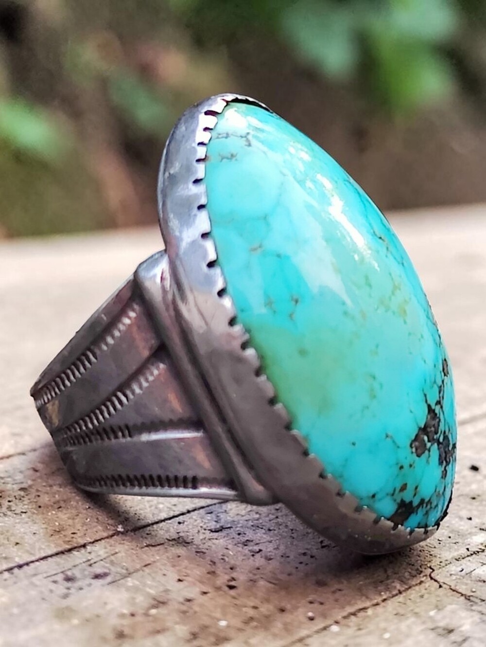 Massive Vintage Sterling Navajo Turquoise Ring